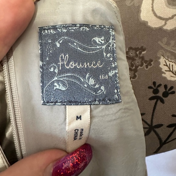 Flounce Metallic Silver Jacquard Mini dress with Bow - Size M - Picture 4 of 8